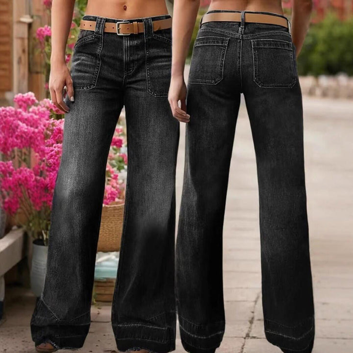 Aurevia - Women's Vintage-Style Wide-Leg Jeans