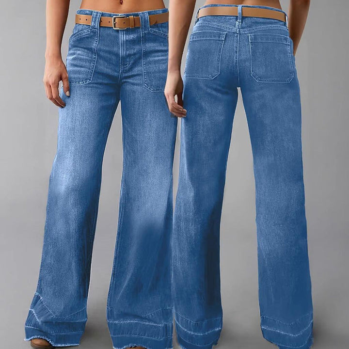 Aurevia - Women's Vintage-Style Wide-Leg Jeans