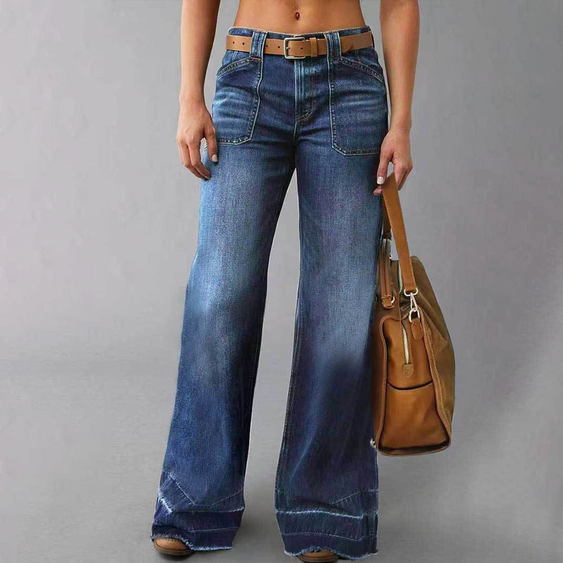 Aurevia - Women's Vintage-Style Wide-Leg Jeans