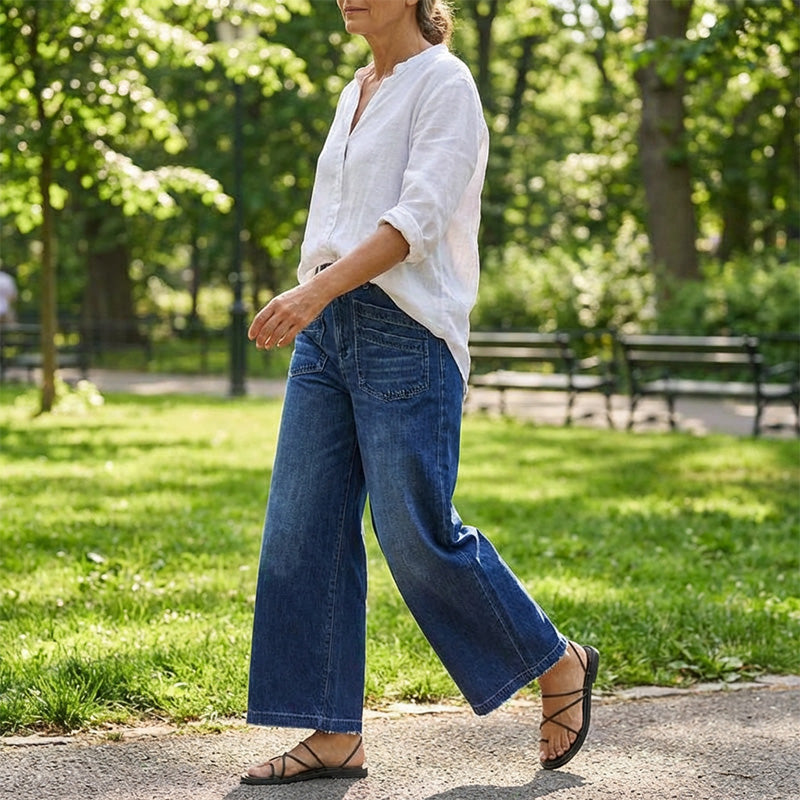 Rexelle - Women's High-Waist Wide-Leg Denim Jeans with Modern Comfort