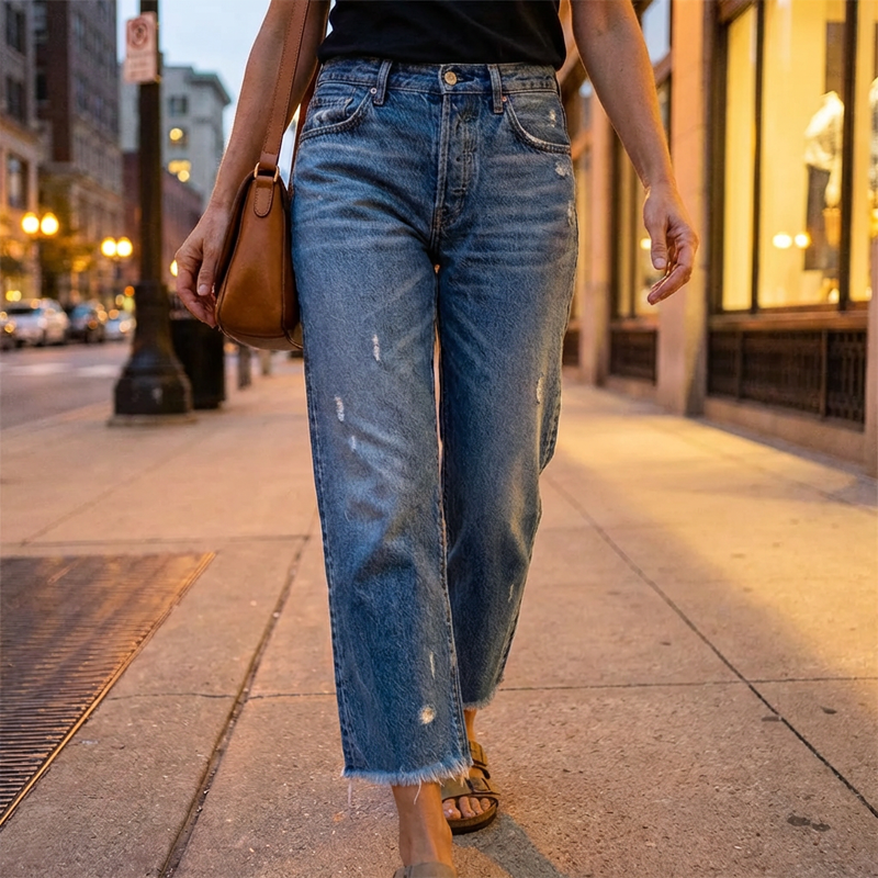 Cazira - Women's Cropped Straight-Leg Denim Jeans with Modern Comfort