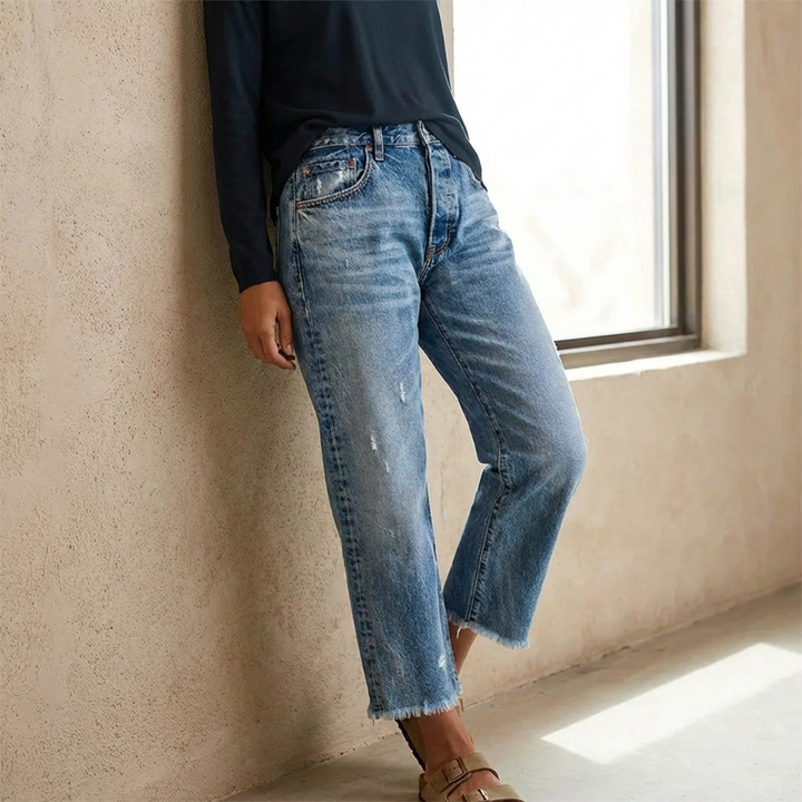 Cazira - Women's Cropped Straight-Leg Denim Jeans with Modern Comfort