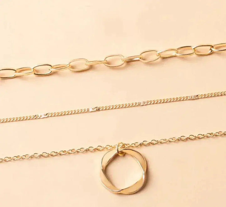 Layered Gold Pendant Necklace